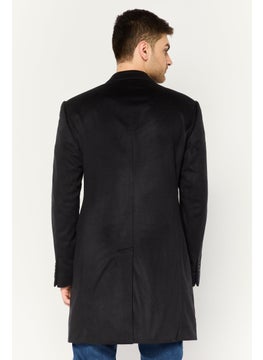 EMPORIO ARMANI Men Plain Long Sleeve Trench Coat, Black  - Image 4