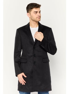 EMPORIO ARMANI Men Plain Long Sleeve Trench Coat, Black  - Image 1