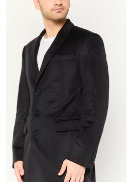 EMPORIO ARMANI Men Plain Long Sleeve Trench Coat, Black  - Image 3