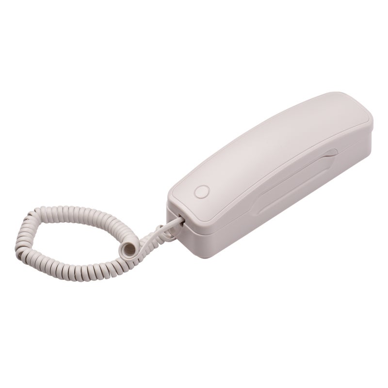 White Home Phone: ABS Plastic Wall Mounted Unit With Coil Cord - No Battery Required, Adjustable Ring Volume, Hold Redial Functions for Home Office Hotel Cafe - Image 1