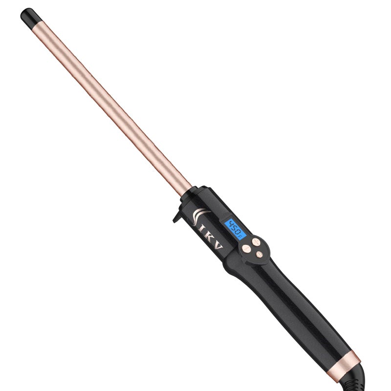 IKV 1/2 Inch Curling Wand for Short&Long Hair,Dual Voltage Small Wand Curling Iron for Tight Curls, Extral Long Hair Curling Iron with Tourmaline Ceramic,10 Adjustable Temp - Image 1