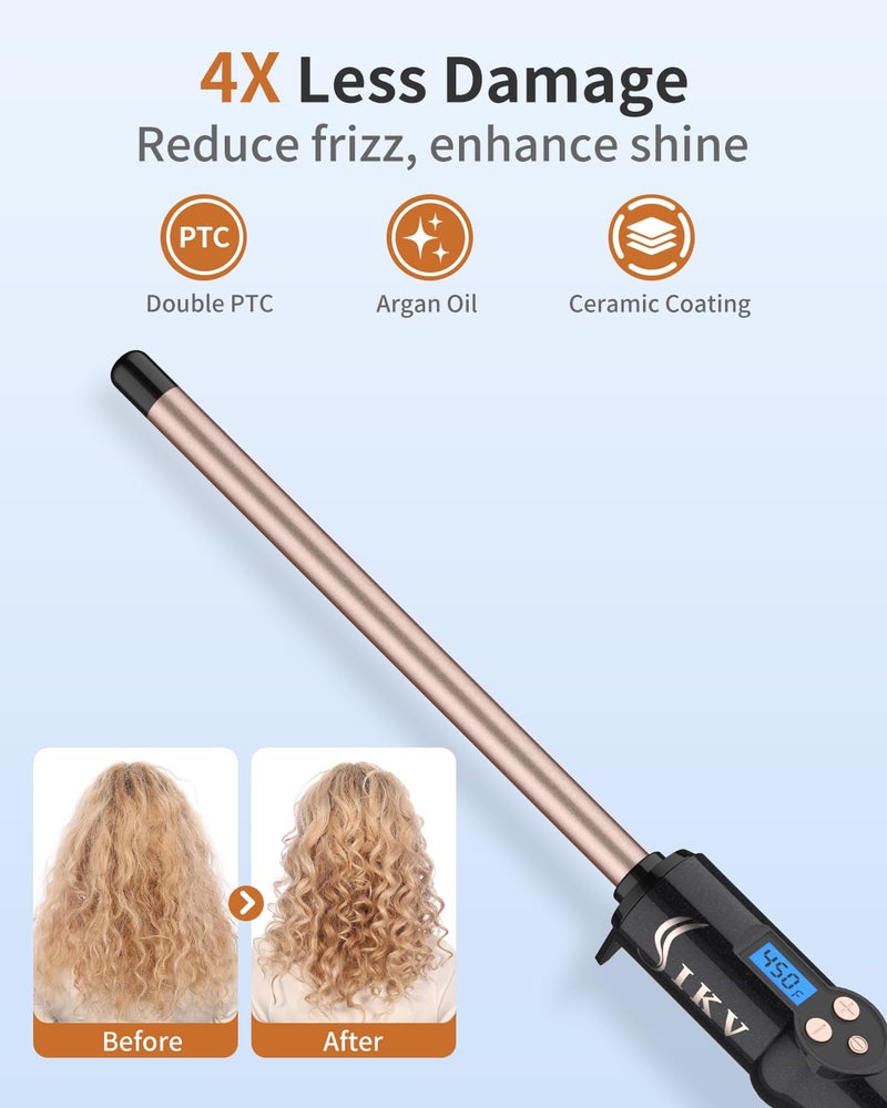 IKV 1/2 Inch Curling Wand for Short&Long Hair,Dual Voltage Small Wand Curling Iron for Tight Curls, Extral Long Hair Curling Iron with Tourmaline Ceramic,10 Adjustable Temp - Image 3