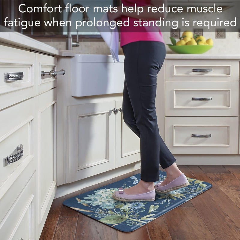 CounterArt Bohemian Blue 30 x 20 Decorative Vinyl Kitchen Comfort Floor Mat Printed in The USA Textured Vinyl Backing Easy to Clean - Image 2