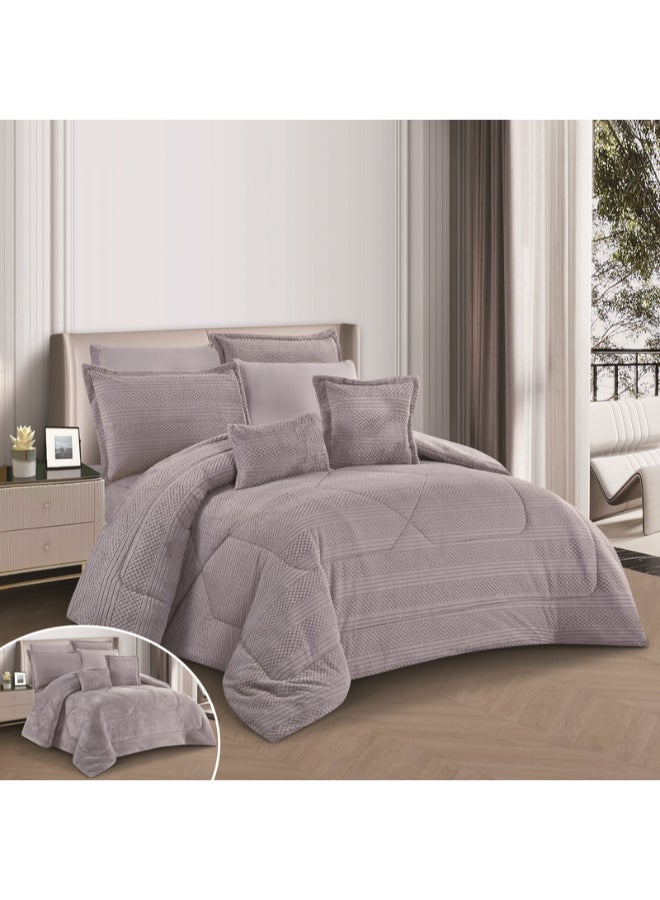 LEVORE Winter Comforter Set Made Of Fur And Velvet Double-Sided With Durable And Soft Fabric Heavy Filling 8 Pieces King Size - Image 1