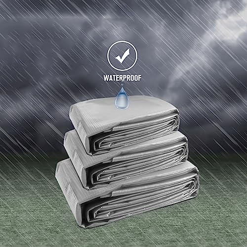 TUFFPAULIN 9FT X 6FT 120 GSM Silver Tarpaulin Tirpal Tadpatri Tharpai Thadika, Extra Strong, Reinforced Eyelets, UV Resistant, 100% Waterproof, 6 Layer MLCL 3D Rib Technology-1 No., Plastic - Image 5