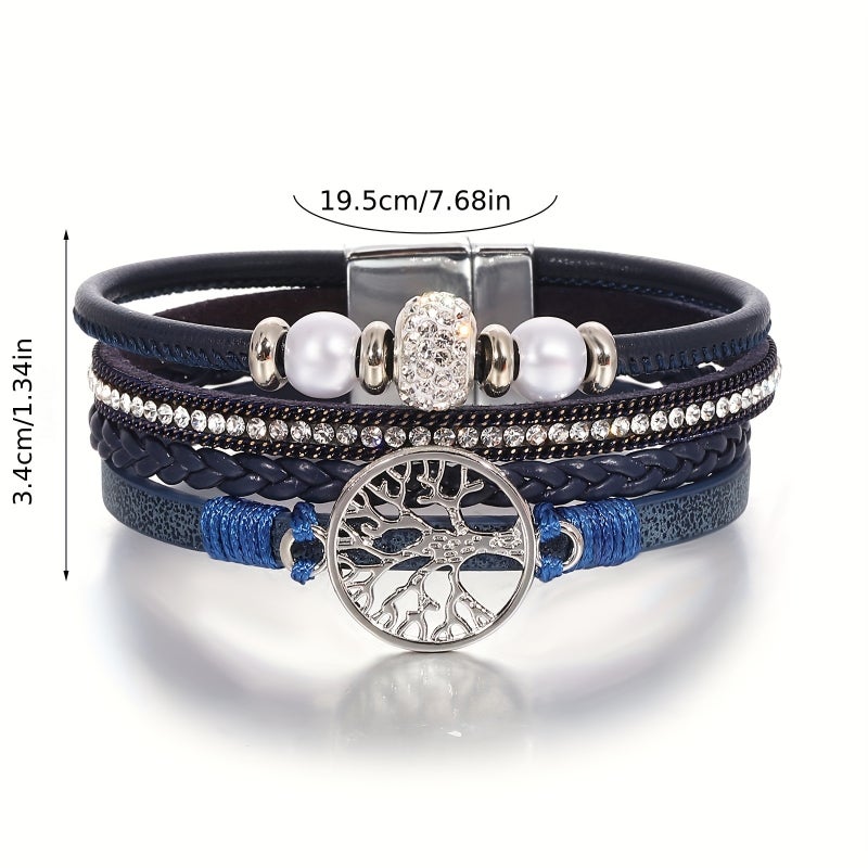 ofeankri Vintage Woven PU Leather Wrap Bracelet with Zinc Alloy Tree of Life Bead Multi-layer Bracelet, a Birthday Gift for Friends and Family, Friendship Jewelry - Image 5