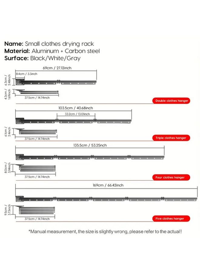 Gray Mini Two Fold Clothes Drying Rack Invisible Balcony Indoor Drill No Drill Dual Use - Image 4