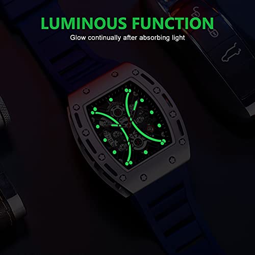 MF MINI FOCUS Watch for Men Wristwatch Fashion Hollow Big Dial Luminous Waterproof Sport Analog Quartz Business Mens Watches Blue Silicon Strap Dress Watch - Image 4