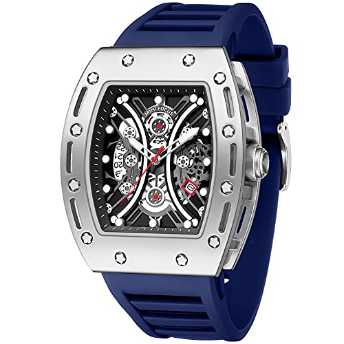 MF MINI FOCUS Watch for Men Wristwatch Fashion Hollow Big Dial Luminous Waterproof Sport Analog Quartz Business Mens Watches Blue Silicon Strap Dress Watch - Image 1