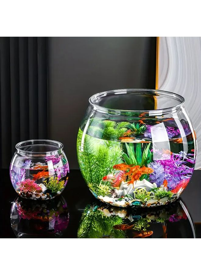 حوض سمك ذهبي بلاستيكي دائري كبير شفاف لتزيين طاولة المكتب أو القاعة - Image 2