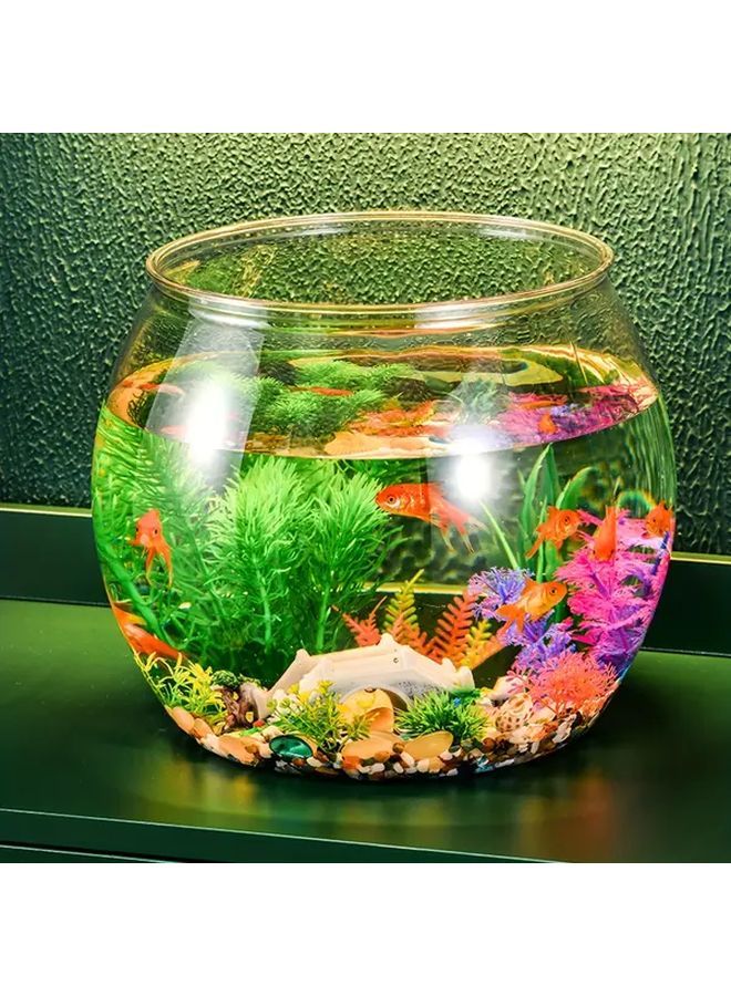 حوض سمك ذهبي بلاستيكي دائري كبير شفاف لتزيين طاولة المكتب أو القاعة - Image 4