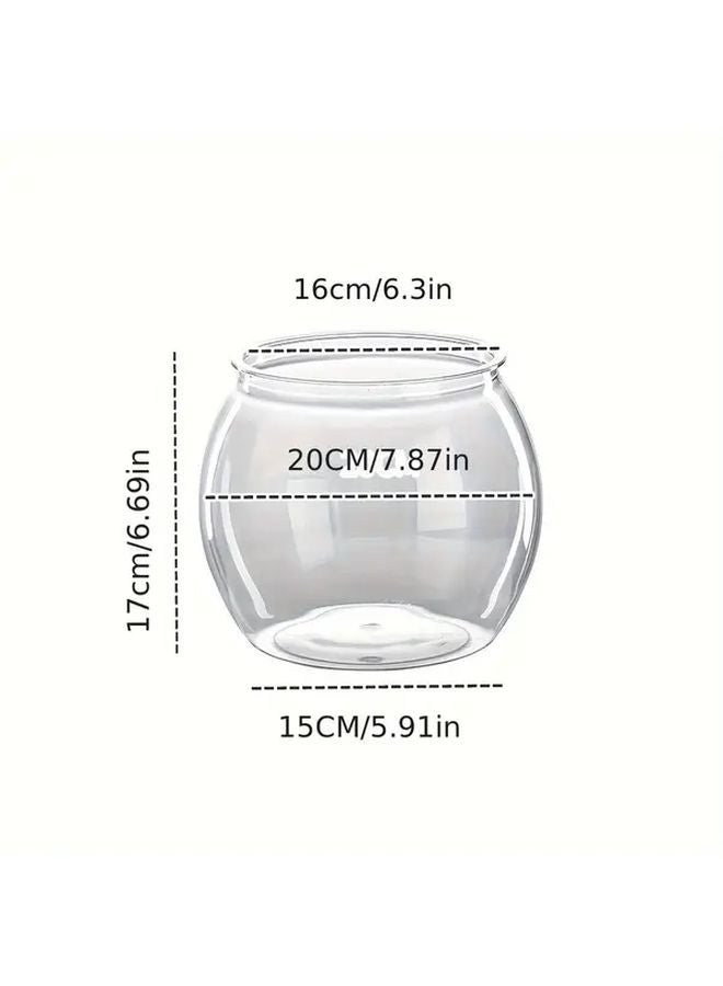 حوض سمك ذهبي بلاستيكي دائري كبير شفاف لتزيين طاولة المكتب أو القاعة - Image 1