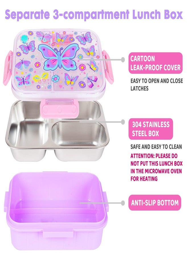 YOYTOO Stainless Steel Bento Lunch Box for Kids, 800ml/27oz BPA-Free Leak-Proof Food Containers with 3 Compartments, Freezer & Dishwasher Safe, Back to School Students Lunches Size for Ages 3-7 - Image 2