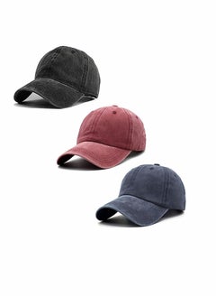 Y&D Solid Color Baseball Cap,Neutral Retro Washed And Old Adjustable Dad Cap, Suitable For Men/Women (3 PCS)  - Image 1