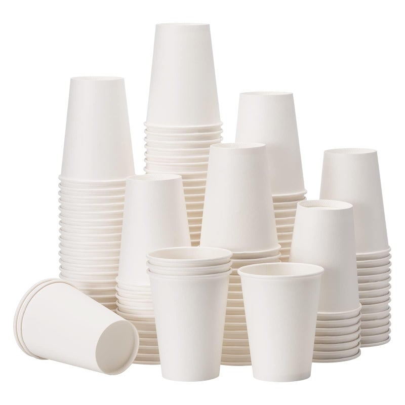 RACETOP Paper Coffee Cups 12 oz 300 pack Paper Cups Disposable Hot Coffee Cups Ideal for Coffee Hot Drinks