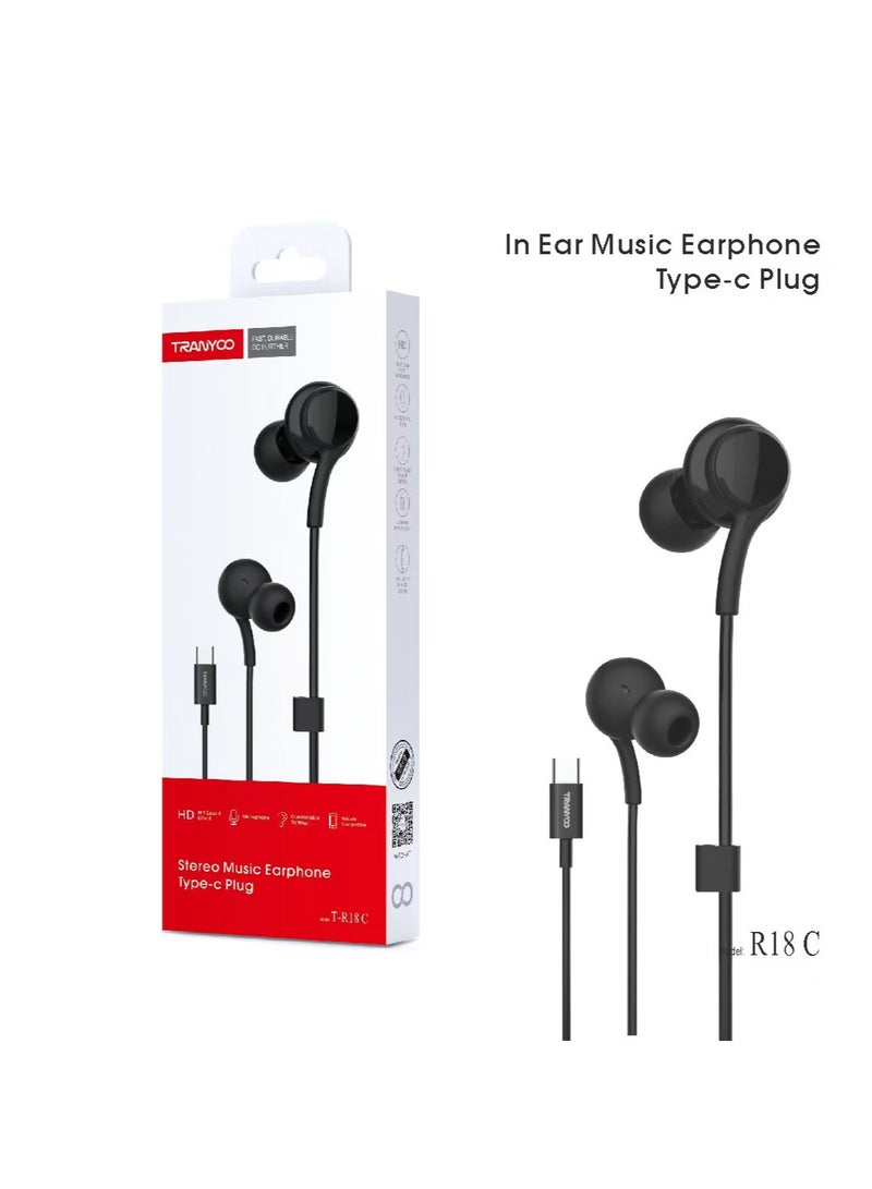 ترانيوو سماعات رأس ترنيو سماعة أذن من النوع C، مع ميكروفون للتحكم في مستوى الصوت وسماعات أذن ستيريو سلكية، متوافقة مع iPad Pro iPhone 15 Pro Samsung S23 Ultra S22 S21 وجميع أجهزة جاك TypeC - Image 1