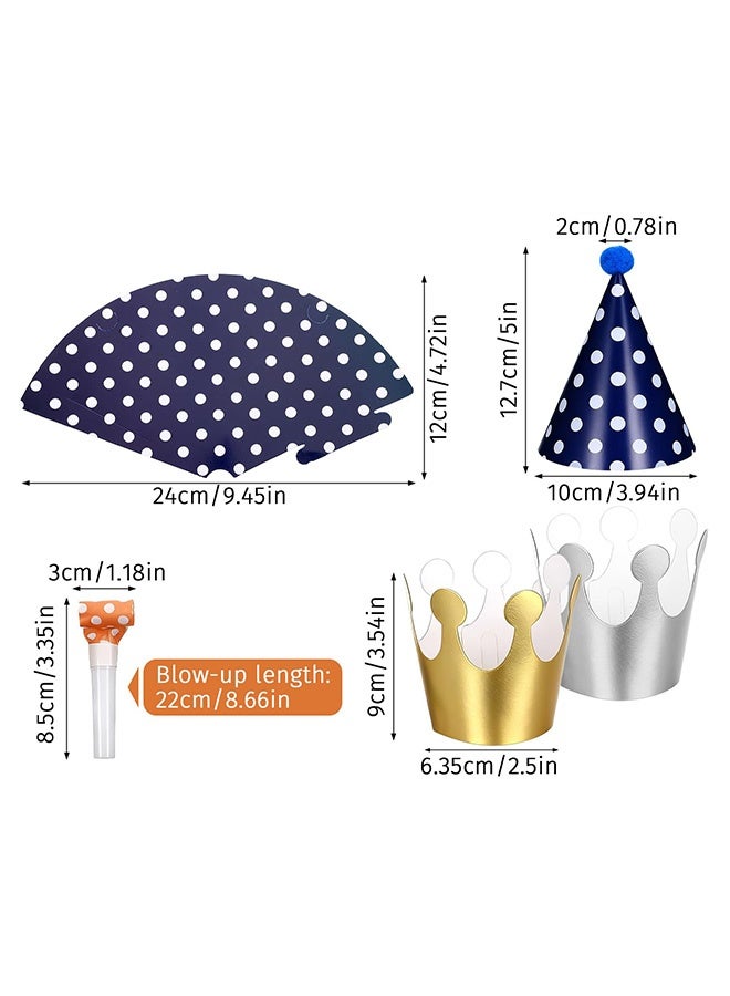 GD 26 PCS Birthday Party Hats and Blowouts Set Cone Hats Crown Hats and Party Blowers for Holiday Decorations Photo Props Birthday Parties - Image 2
