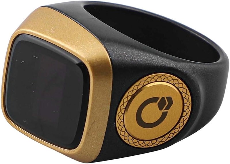 خاتم ذكي بشاشة مقاومة للماء عداد تسابيح رقمي منبه باهتزاز لتذكير أوقات الصلاة 22 ملم أسود - Image 3