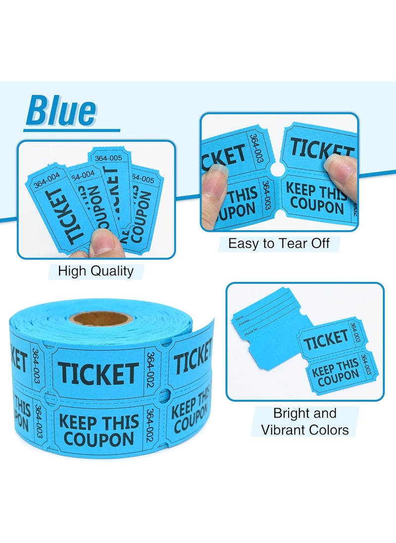 Essential ESSENTIAL 2000 Raffle Tickets Double Roll Raffle Tickets Roll with Name and Phone Number for Raffle Events Classroom Entry Class Reward  Door Prize  BlueYellowRedGreen  - Image 5