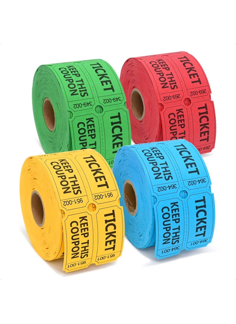 Essential ESSENTIAL 2000 Raffle Tickets Double Roll Raffle Tickets Roll with Name and Phone Number for Raffle Events Classroom Entry Class Reward  Door Prize  BlueYellowRedGreen  - Image 1