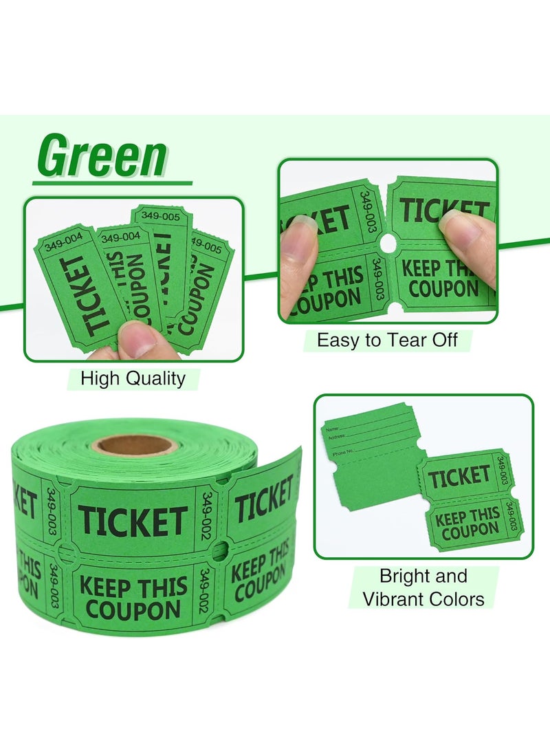 Essential ESSENTIAL 2000 Raffle Tickets Double Roll Raffle Tickets Roll with Name and Phone Number for Raffle Events Classroom Entry Class Reward  Door Prize  BlueYellowRedGreen  - Image 4