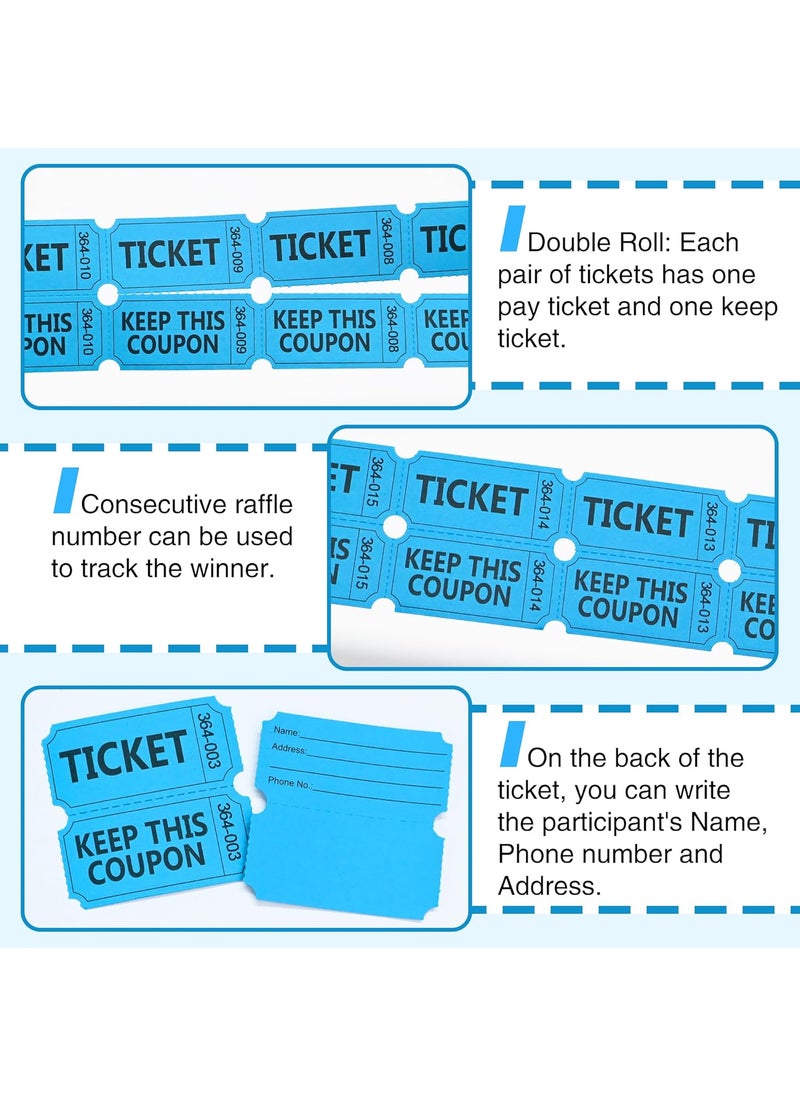 Essential ESSENTIAL 2000 Raffle Tickets Double Roll Raffle Tickets Roll with Name and Phone Number for Raffle Events Classroom Entry Class Reward  Door Prize  BlueYellowRedGreen  - Image 3