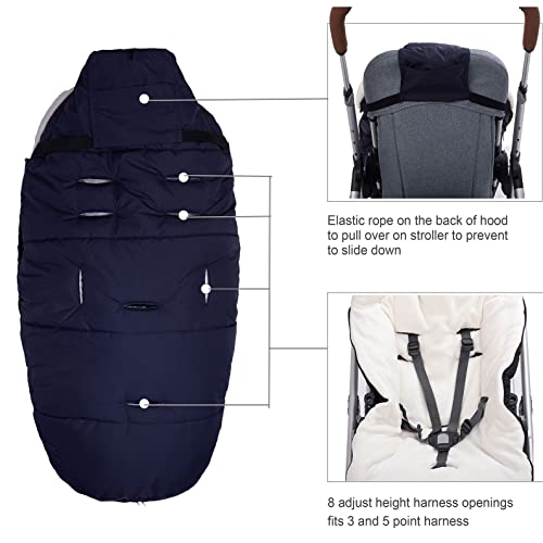 KZ Dotnz Universal Stroller Footmuff with Adjustable Zips, Soft Hood, Waterproof Warm Baby Stroller Bunting Bag - Image 4
