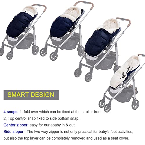 KZ Dotnz Universal Stroller Footmuff with Adjustable Zips, Soft Hood, Waterproof Warm Baby Stroller Bunting Bag - Image 2