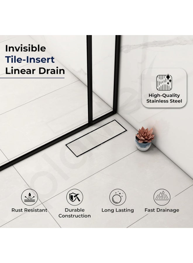 Plantex 304 Grade Stainless Steel Tile Insert Shower Drain Channel/12x4 Inches Waste Water Floor Drain/Invisible Shower Drain Channel with Cockroach Trap - (BH-4104, Chrome) - Image 4