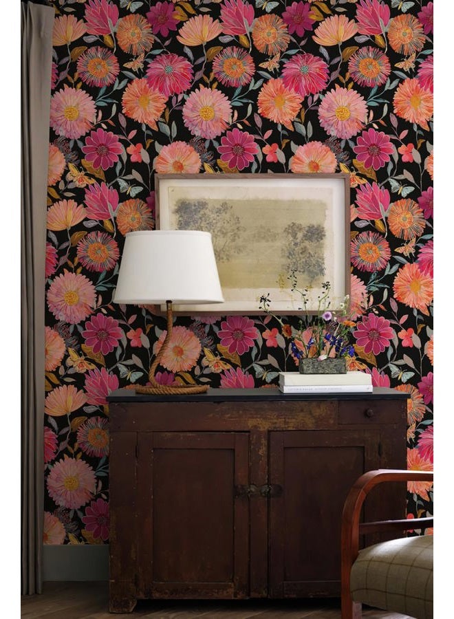 Simon&Siff Floral Wallpaper Peel and Stick Boho Contact Paper Removable Self Adhesive Waterproof Wall Paper for Cabinets Bedroom Decorative 17.3" x 120" - Image 3