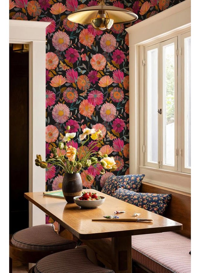 Simon&Siff Floral Wallpaper Peel and Stick Boho Contact Paper Removable Self Adhesive Waterproof Wall Paper for Cabinets Bedroom Decorative 17.3" x 120" - Image 2