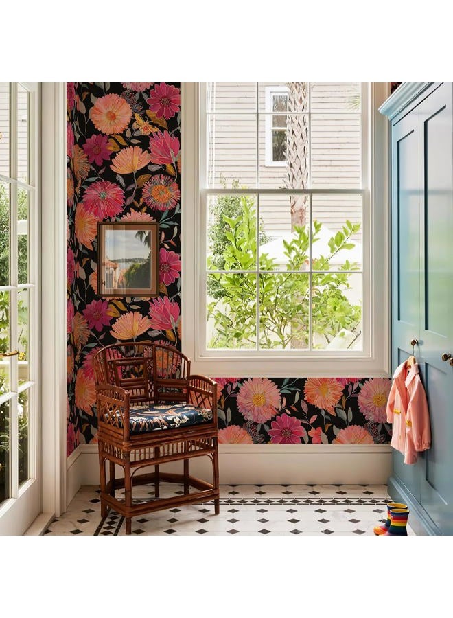 Simon&Siff Floral Wallpaper Peel and Stick Boho Contact Paper Removable Self Adhesive Waterproof Wall Paper for Cabinets Bedroom Decorative 17.3" x 120" - Image 5