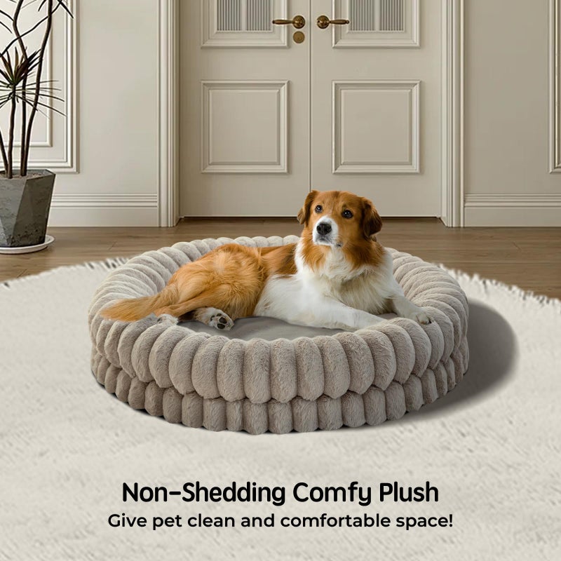 BALANCE Luxury Donut Dog Bed, 36 Inches Round Dog Beds Large Sized Dogs Washable, Orthopedic Calming Dogs Bed for Pets with Anti-Slip Bottom, Oatmeal - Image 2