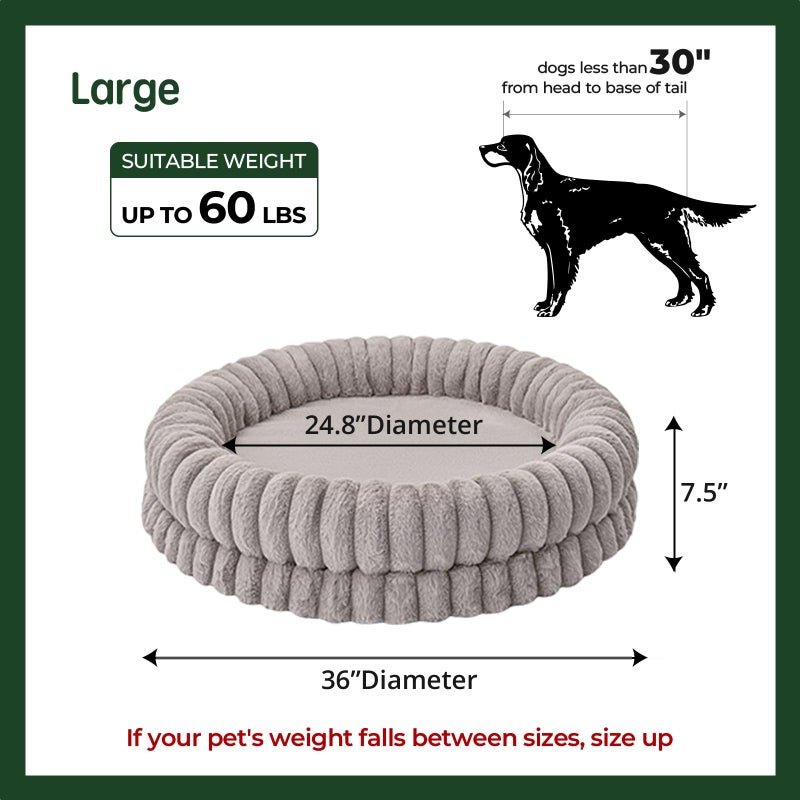 BALANCE Luxury Donut Dog Bed, 36 Inches Round Dog Beds Large Sized Dogs Washable, Orthopedic Calming Dogs Bed for Pets with Anti-Slip Bottom, Oatmeal - Image 5