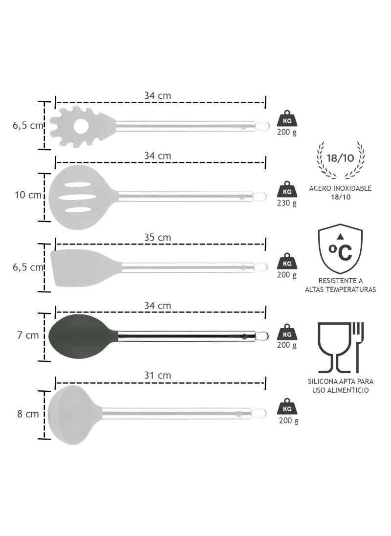fagor - Melier Silicone Solid Scoop Spoon With Stainless Steel Handle - Image 1