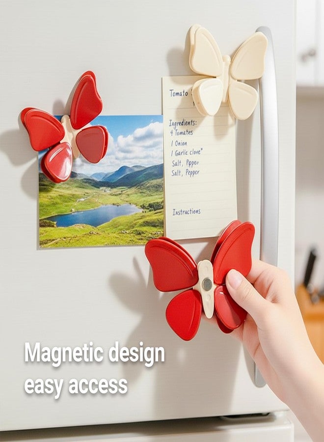 Umbrotiger 4-Pack Magnetic Butterfly Snack Clips - Reusable Food Bag Sealers with Fridge Magnet, Cute Kitchen Storage Clips for Camping, Office, Home Organization. Fun and Practical Gadgets. - Image 2