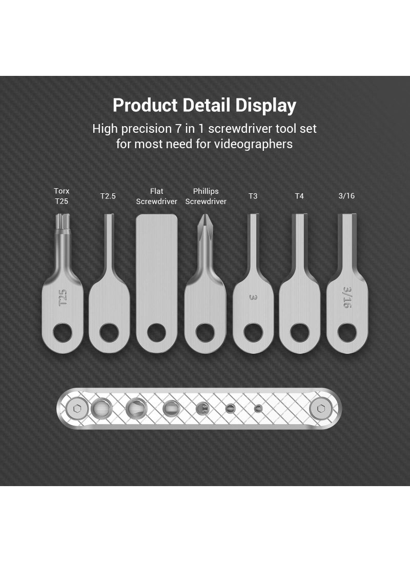 SMALLRIG SMALLRIG Folding Tool Set with Screwdrivers and Hex Key Wrenches, Seven Functional Tools Included (Silver) - AAK2213D  - Image 2