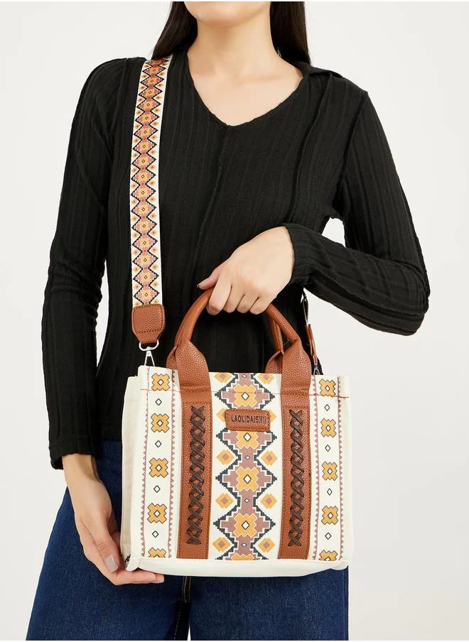 Styli Boho Print Handbag with Adjustable Strap