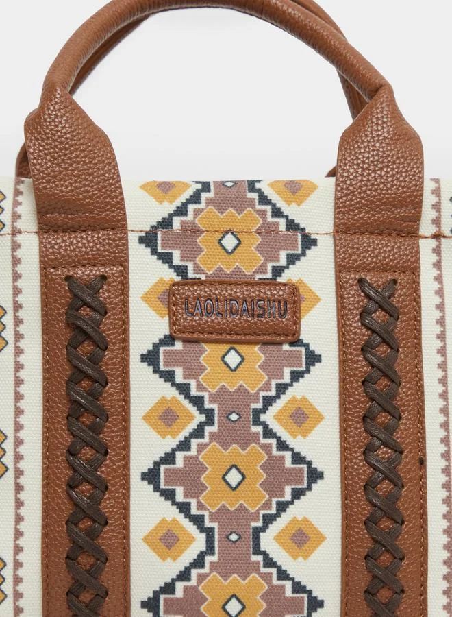 Styli Boho Print Handbag with Adjustable Strap