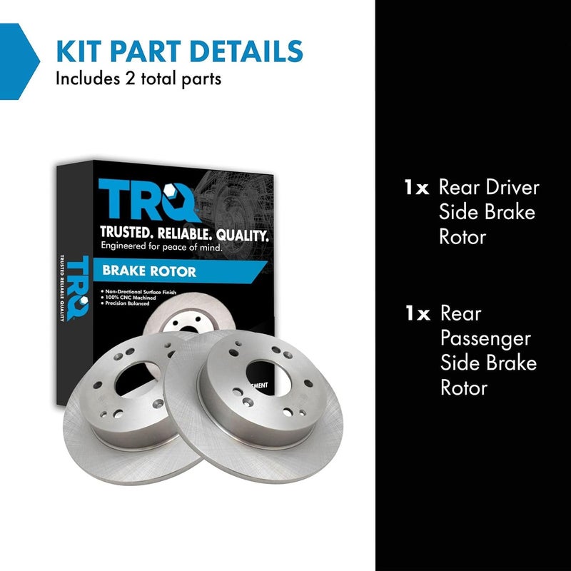 TRQ Rear Brake Rotors Set Solid Compatible with 1997-2001 Acura Integra 2002-2006 RSX 1998-2002 Honda Accord 2004-2005 Civic - Image 2