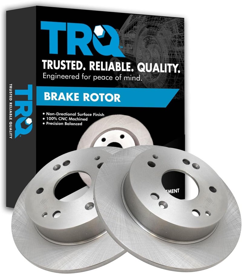 TRQ Rear Brake Rotors Set Solid Compatible with 1997-2001 Acura Integra 2002-2006 RSX 1998-2002 Honda Accord 2004-2005 Civic - Image 1