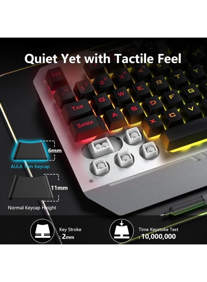 AULA Keyboard, T102 104 Keys Gaming Keyboard and Mouse Combo with RGB Backlit Number Pad, All-Metal Panel Waterproof Light Up PC Keyboard,USB Wired Computer Keyboards Gaming for Win XP/7/8/10 PC Gamer - Image 4