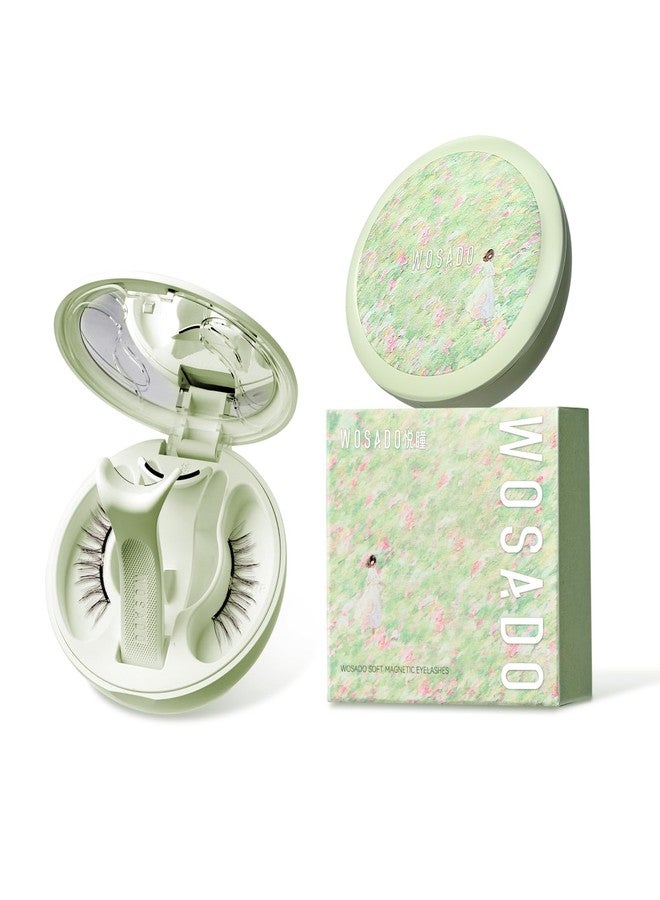 WOSADO Monet's Flower Garden [Pear Blossom] Soft Magnetic Eyelashes Kit with Applicator, Reusable Glue-free Wispy Magnetic Lashes, Cruelty-free False Lashes, Waterproof, Lightweight - Image 1