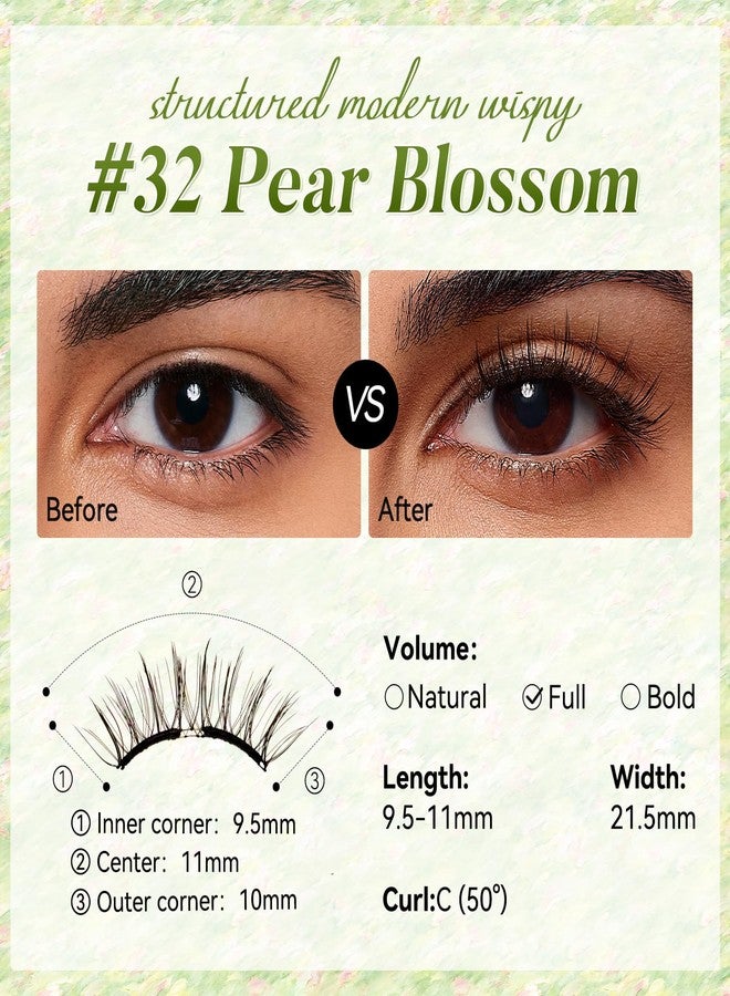 WOSADO Monet's Flower Garden [Pear Blossom] Soft Magnetic Eyelashes Kit with Applicator, Reusable Glue-free Wispy Magnetic Lashes, Cruelty-free False Lashes, Waterproof, Lightweight - Image 3