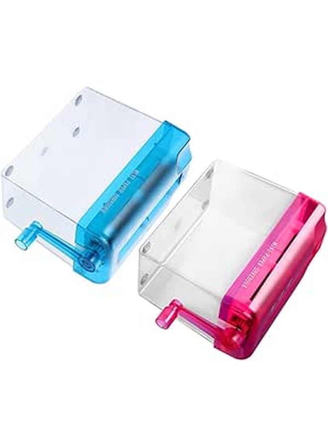 2 Pcs Portable Manual Paper Shredder Handheld A6 Size Desktop Document Cutter For Office Home Use Blue Pink - Image 1
