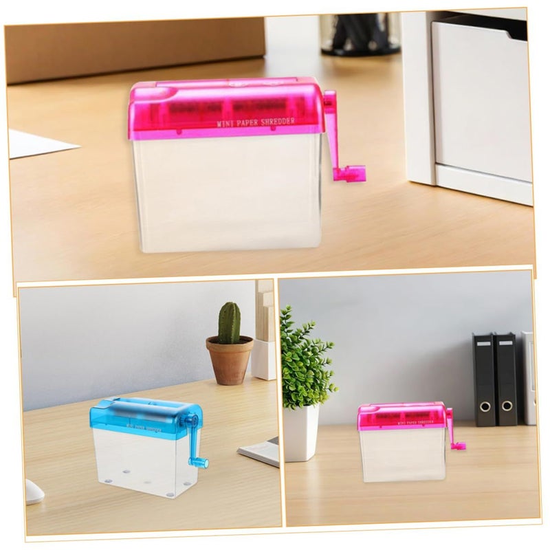 2 Pcs Portable Manual Paper Shredder Handheld A6 Size Desktop Document Cutter For Office Home Use Blue Pink - Image 4