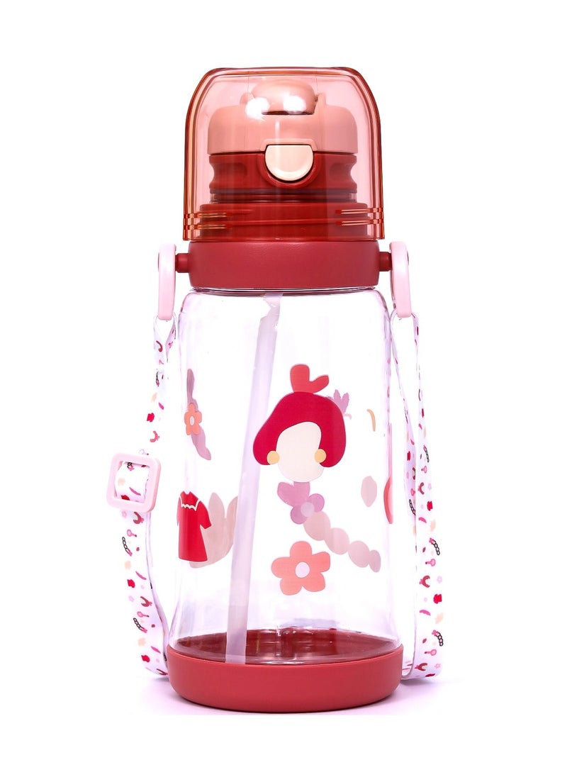 Eazy Kids Water Bottle 600Ml With Straw Pink  - Image 1