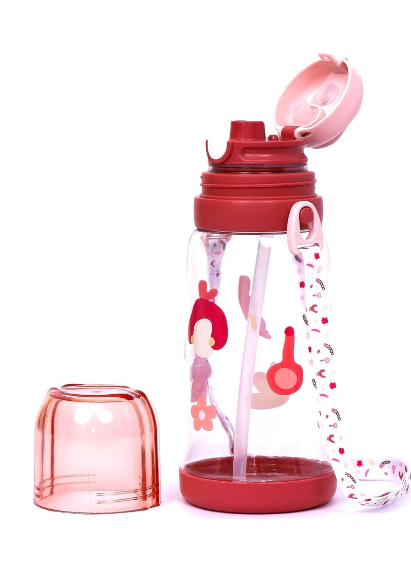 Eazy Kids Water Bottle 600Ml With Straw Pink  - Image 5