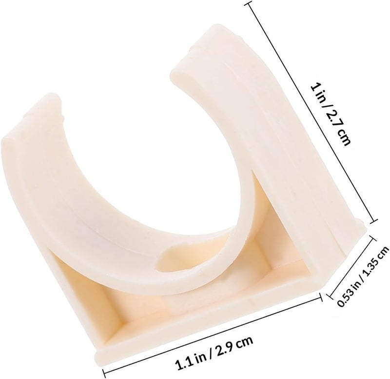 40 قطعة من مشابك أنابيب PVC على شكل حرف U، مخصصة لدعم أنابيب المياه والأنابيب الكهربائية، بلون بيج وقطر داخلي 25 مم - Image 2