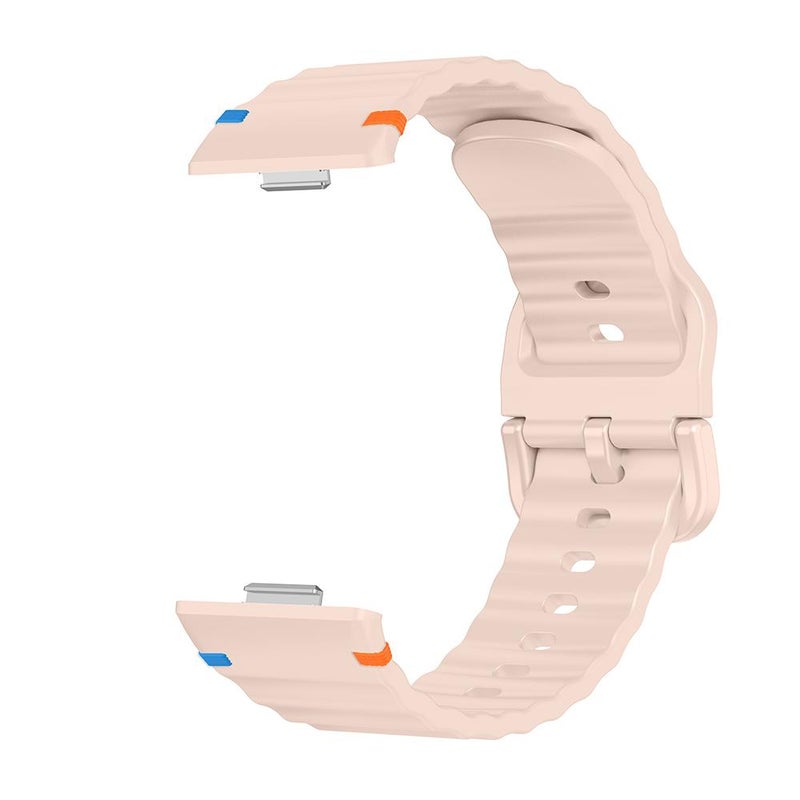 erorex For Huawei Watch Fit 4 Pro / Fit 4 / Fit 3 Wave Texture Stitched Color Buckle Silicone Watch Band(Pink) - Image 4